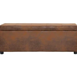 Bankje met opbergvak 116 cm kunstsuède>vidaXL Hot