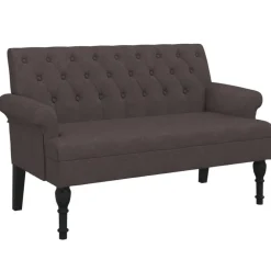 Bankjes*vidaXL Bankje met rugleuning 120x62x75,5 cm stof Donkerbruin