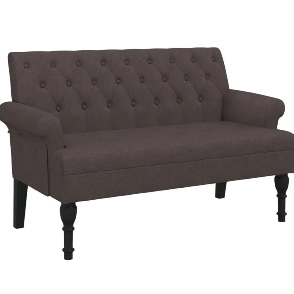 Bankjes*vidaXL Bankje met rugleuning 120x62x75,5 cm stof Donkerbruin
