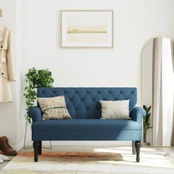 Bankje met rugleuning 120x62x75,5 cm stof>vidaXL