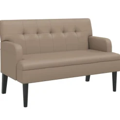 Bankjes*vidaXL Bankje met rugleuning 112x65,5x75 cm kunstleer kleur Cappuccino
