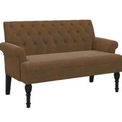 Bankje met rugleuning 120x62x75,5 cm kunstsuèdeleer>vidaXL Outlet