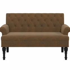 Bankje met rugleuning 120x62x75,5 cm kunstsuèdeleer><noscript><img width=