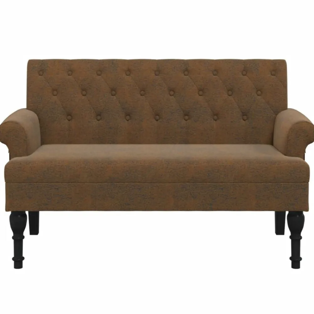 Bankje met rugleuning 120x62x75,5 cm kunstsuèdeleer>vidaXL Outlet