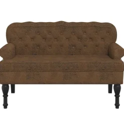 Bankjes*vidaXL Bankje met rugleuning 119,5x64,5x75 cm kunstsuèdeleer Bruin