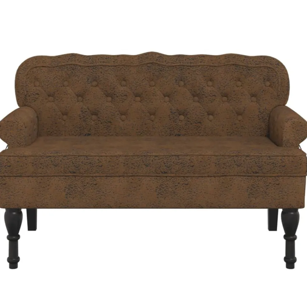 Bankjes*vidaXL Bankje met rugleuning 119,5x64,5x75 cm kunstsuèdeleer Bruin