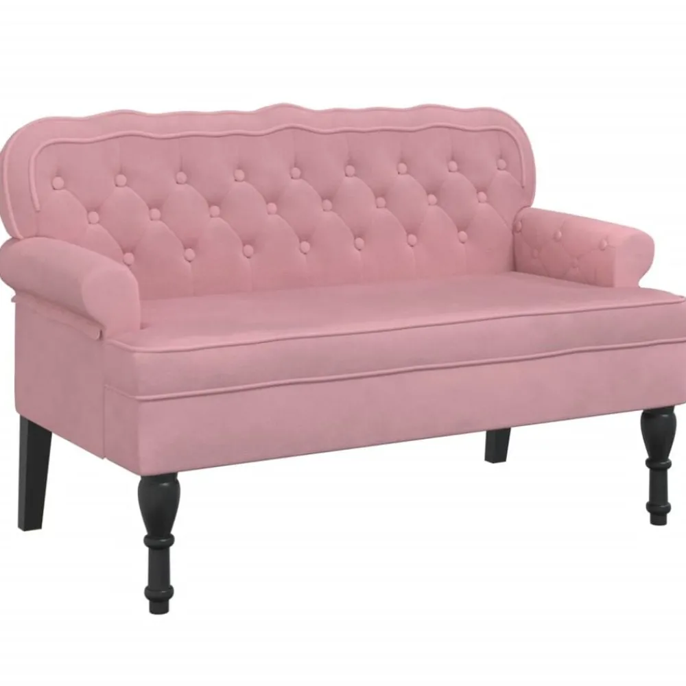Bankjes*vidaXL Bankje met rugleuning 119,5x64,5x75 cm fluweel Roze