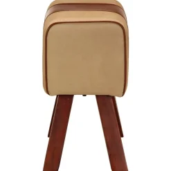 Bankje turnbok 58 cm echt leer en massief mangohout bruin><noscript><img width=