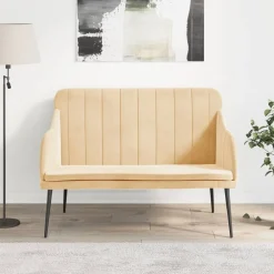 Bankjes*vidaXL Bankje 110x76x80 cm fluweel crèmekleurig Cr&egrave;me
