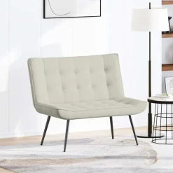 Bankje 110x74x84 cm fluweel crèmekleurig>vidaXL Online