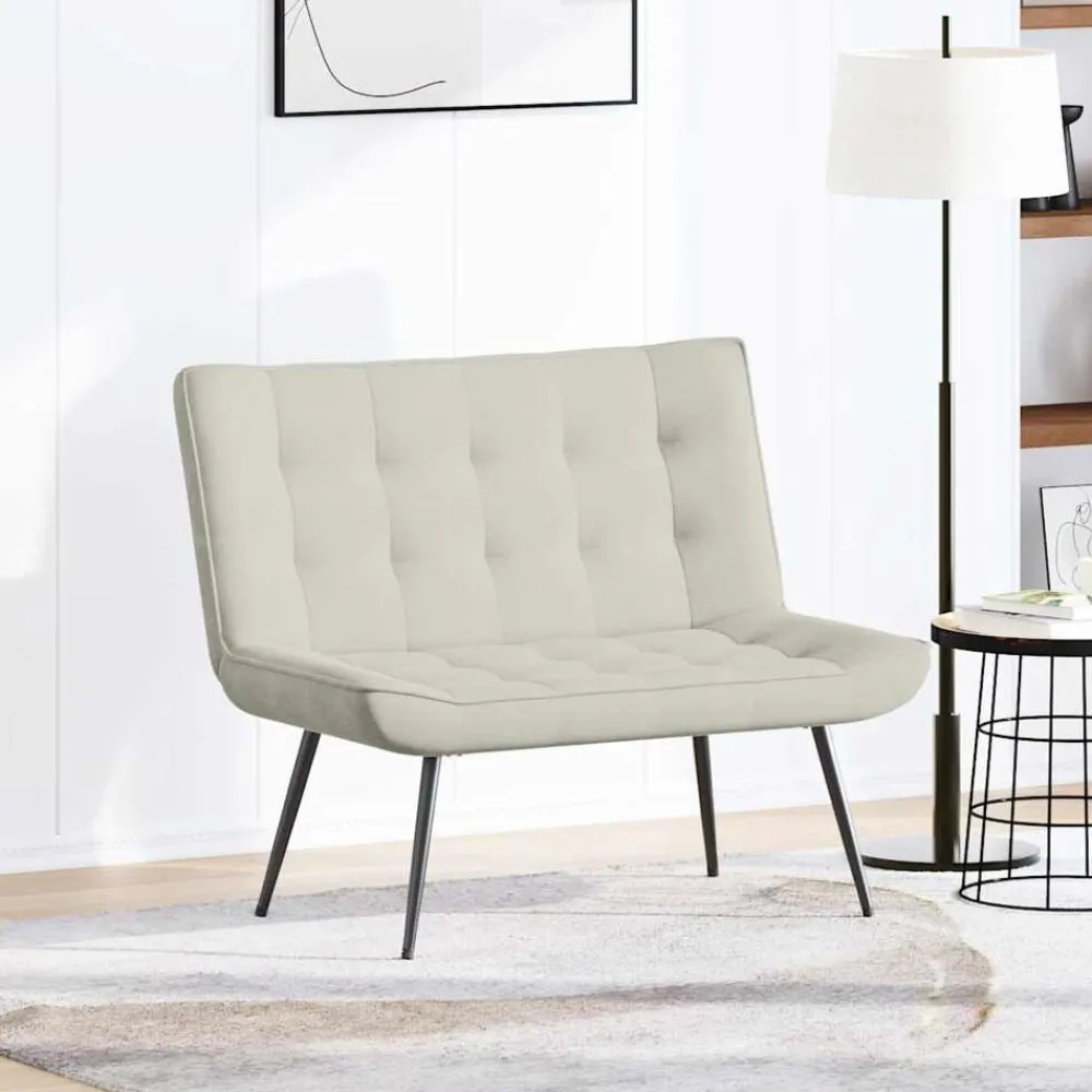 Bankje 110x74x84 cm fluweel crèmekleurig>vidaXL Online