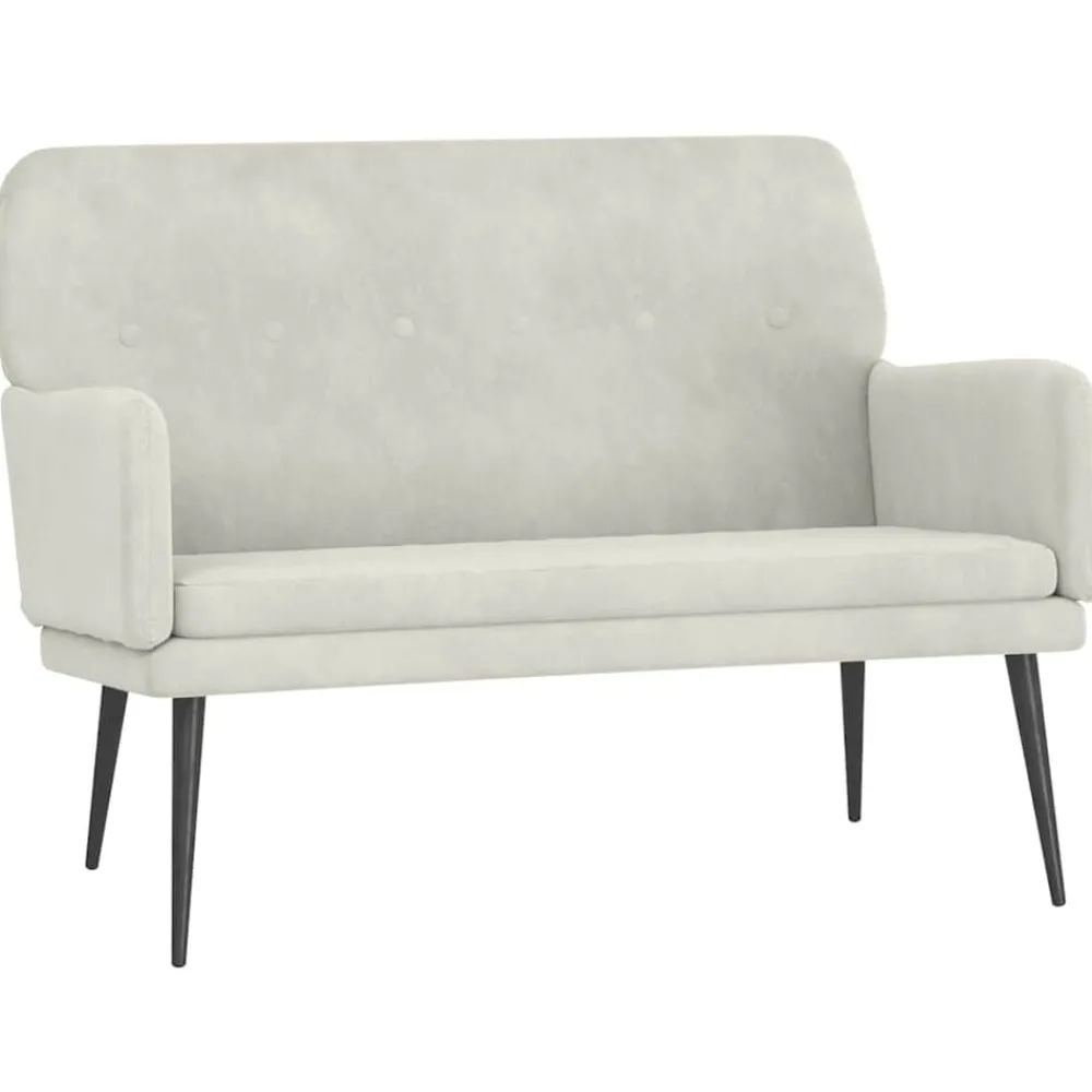 Bankje 108x79x79 cm fluweel crèmekleurig>vidaXL