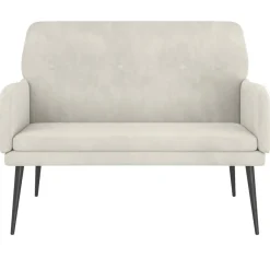 Bankje 108x79x79 cm fluweel crèmekleurig><noscript><img width=