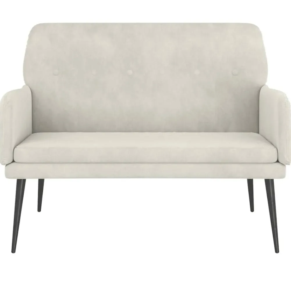 Bankje 108x79x79 cm fluweel crèmekleurig>vidaXL