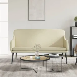 Bankjes*vidaXL Bankje 110x76x80 cm kunstleer crèmekleurig cr&egrave;me