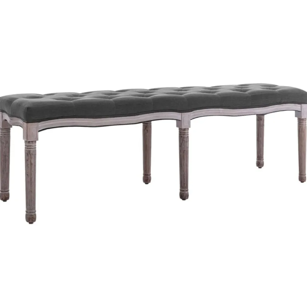 Bankje 150x40x48 cm linnen massief hout>vidaXL New