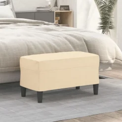 Bankje 70x35x41 cm stof crèmekleurig>vidaXL Clearance