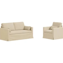 Banken*vidaXL Bankstel 2 pcs Crème 158 x 78 x 80 cm Stof Crème