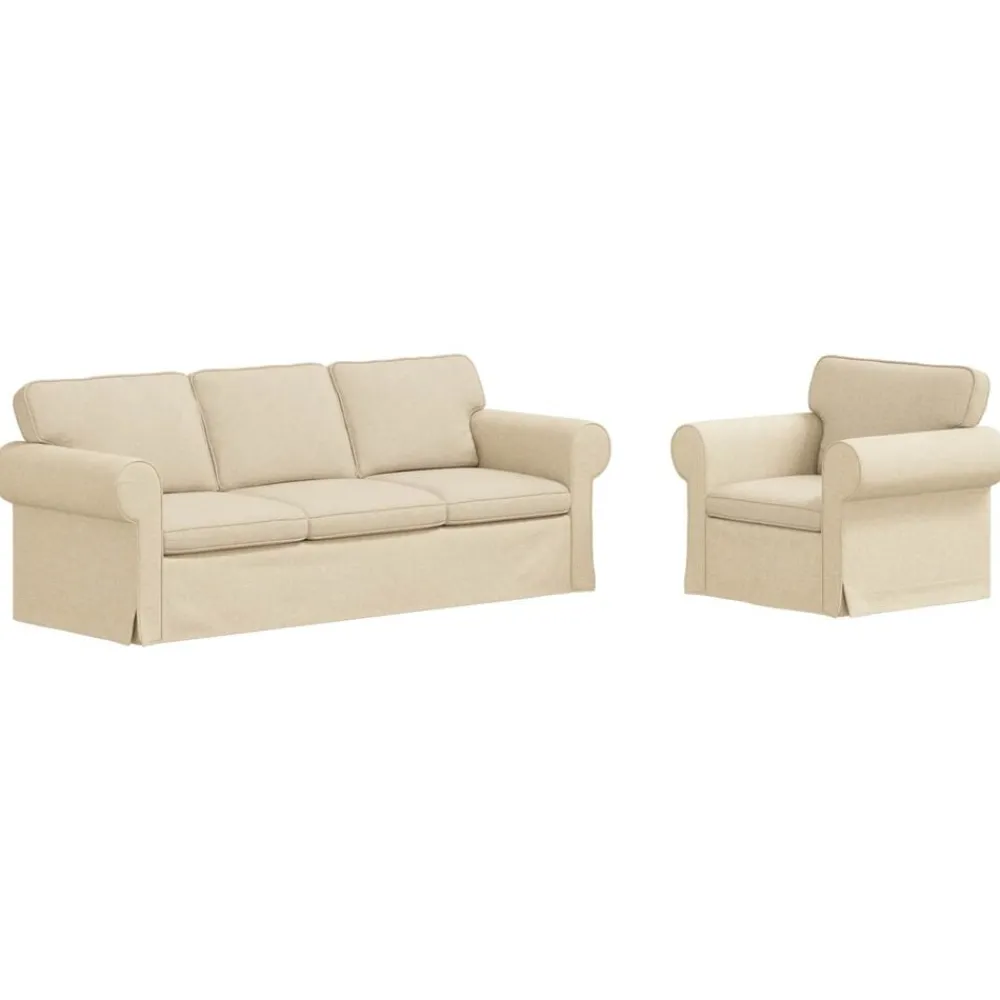 Banken*vidaXL Bankstel 2 pcs Crème 215 x 82 x 80 cm Stof Crème