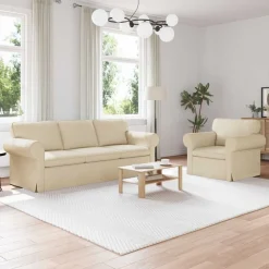 Banken*vidaXL Bankstel 2 pcs Crème 215 x 82 x 80 cm Stof Cr&egrave;me