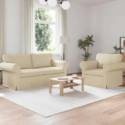 Banken*vidaXL Bankstel 2 pcs Crème 175 x 82 x 80 cm Stof Cr&egrave;me