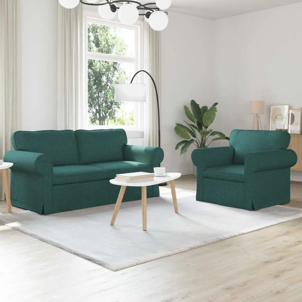 Banken*vidaXL Bankstel 2 pcs 175 x 82 x 80 cm Stof Donkergroen