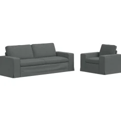 Banken*vidaXL Bankstel 2 pcs 222 x 80 x 82 cm Stof Donkergrijs