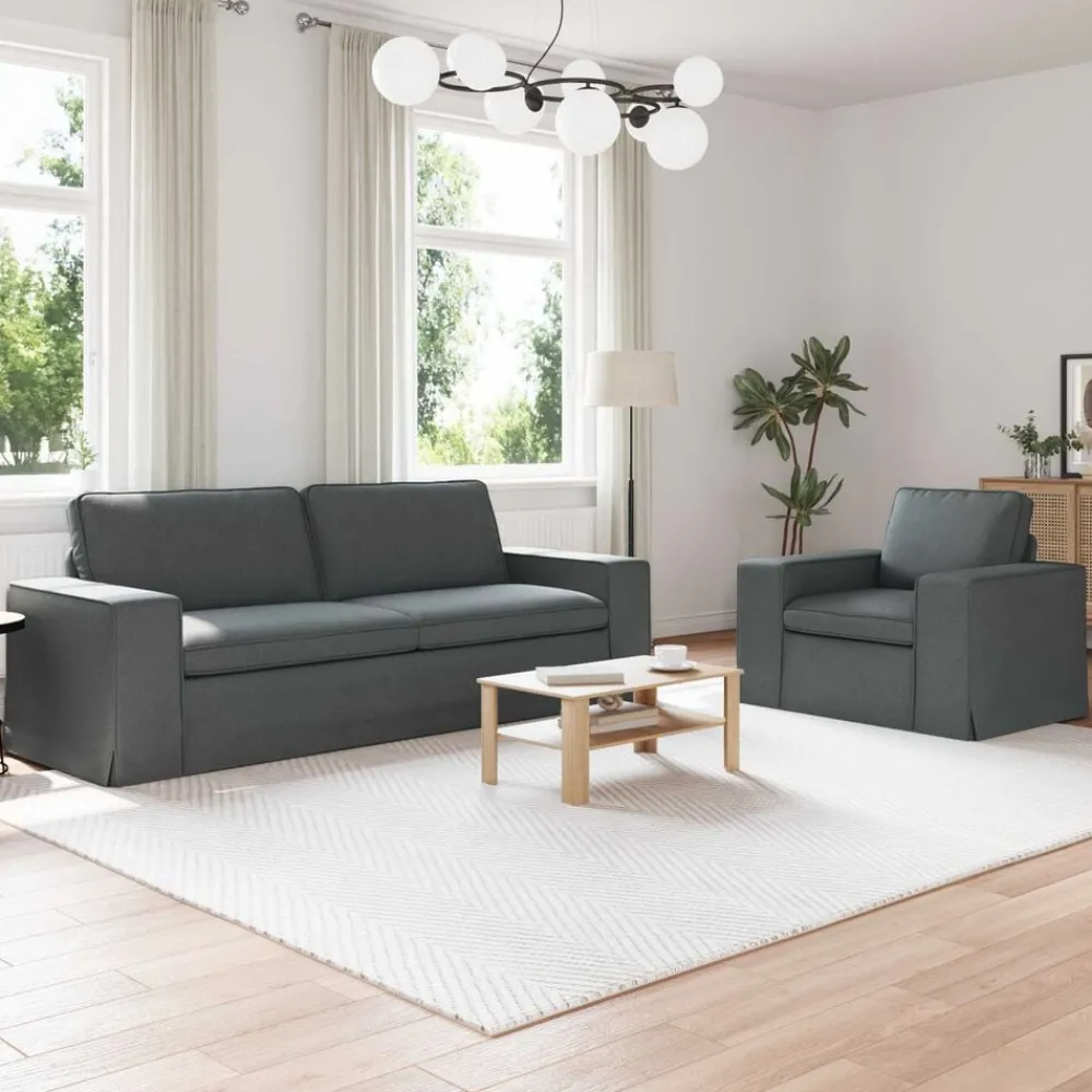 Banken*vidaXL Bankstel 2 pcs 222 x 80 x 82 cm Stof Donkergrijs