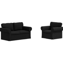 Banken*vidaXL Bankstel 2 pcs 155 x 82 x 80 cm Stof Zwart