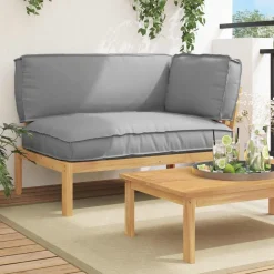 Bankstel met kussen Grijs 133 x 92 x 69 cm Massief Acaciahout>vidaXL Outlet