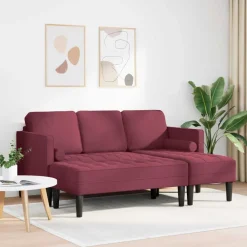 Bankstel met kussen 2 pcs Wijnrood Polyester><noscript><img width=
