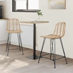 Barkruk 2 pcs 44,5 x 54,5 x 97,5 cm Riet en IJzer><noscript><img width=