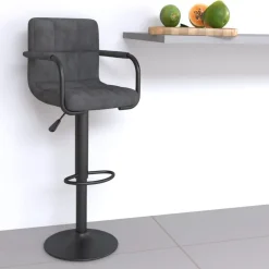 Stoelen*vidaXL Barkruk fluweel Donkergrijs