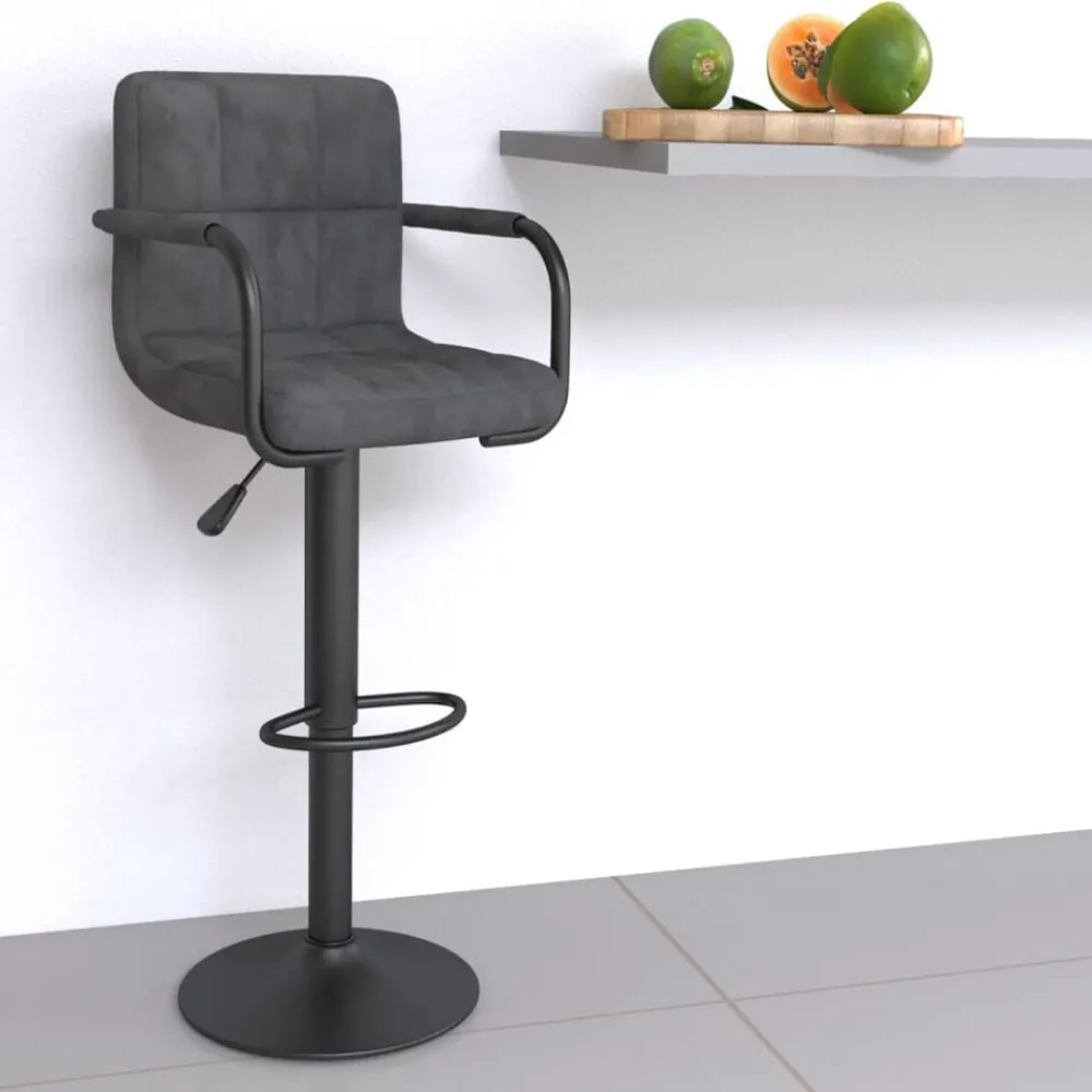 Stoelen*vidaXL Barkruk fluweel Donkergrijs