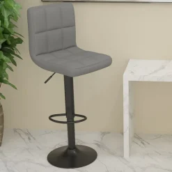 Stoelen*vidaXL Barkruk stof Lichtgrijs
