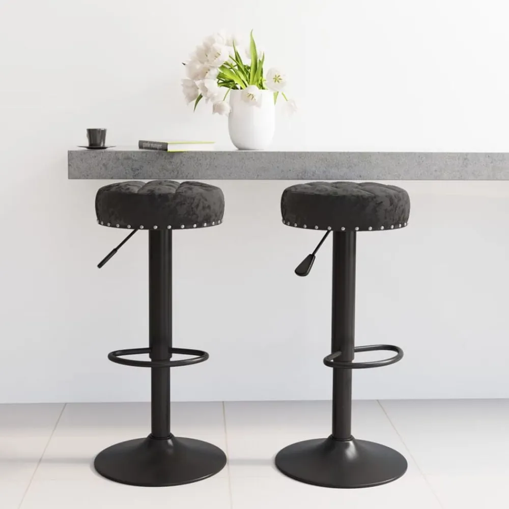 Stoelen*vidaXL Barkrukken 2 st fluweel Zwart