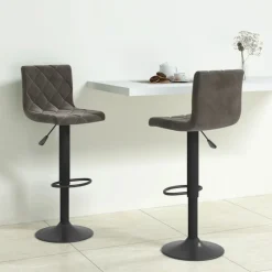 Stoelen*vidaXL Barkrukken 2 st fluweel Donkergrijs