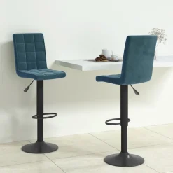 Stoelen*vidaXL Barkrukken 2 st fluweel Blauw