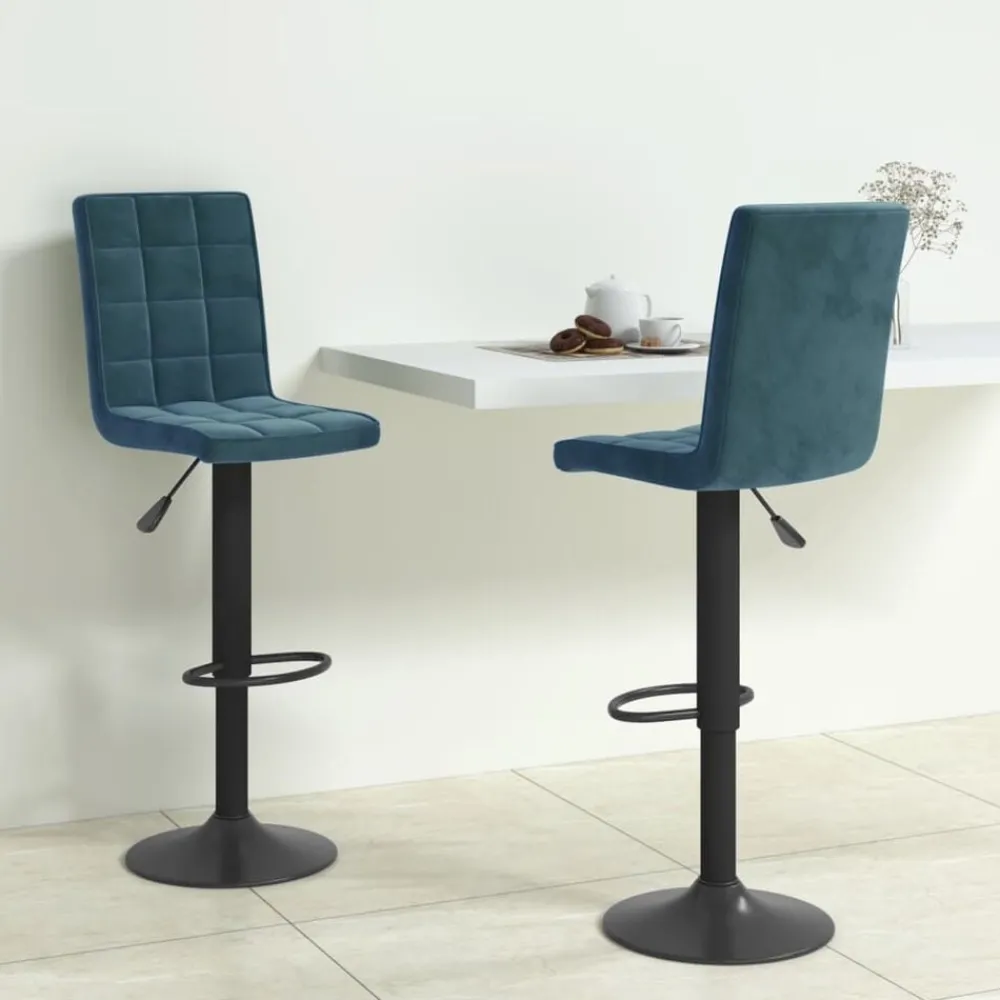 Stoelen*vidaXL Barkrukken 2 st fluweel Blauw