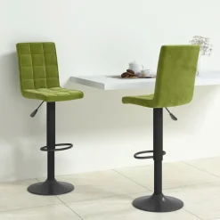 Stoelen*vidaXL Barkrukken 2 st fluweel Lichtgroen