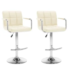 Stoelen*vidaXL Barkrukken 2 st kunstleer crèmekleurig Crème