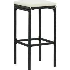 Stoelen*vidaXL Barkrukken met kussens 2 st poly rattan Zwart