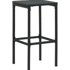Stoelen*vidaXL Barkrukken met kussens 2 st poly rattan Zwart