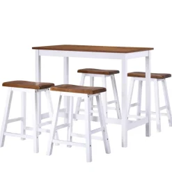 Meubelsets*vidaXL Bartafel- en krukkenset massief hout 5-delig