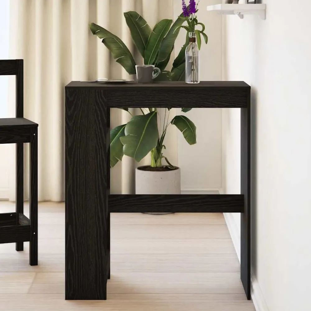 Tafels*vidaXL Bartafel met rekken Zwarte eik 90x40x103,5 cm bewerkt hout Zwart eiken