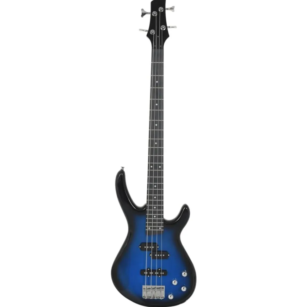 Kunst & Entertainment*vidaXL Basgitaar voor beginners elektrisch met tas 4/4 46" blauw zwart Blauw en zwart