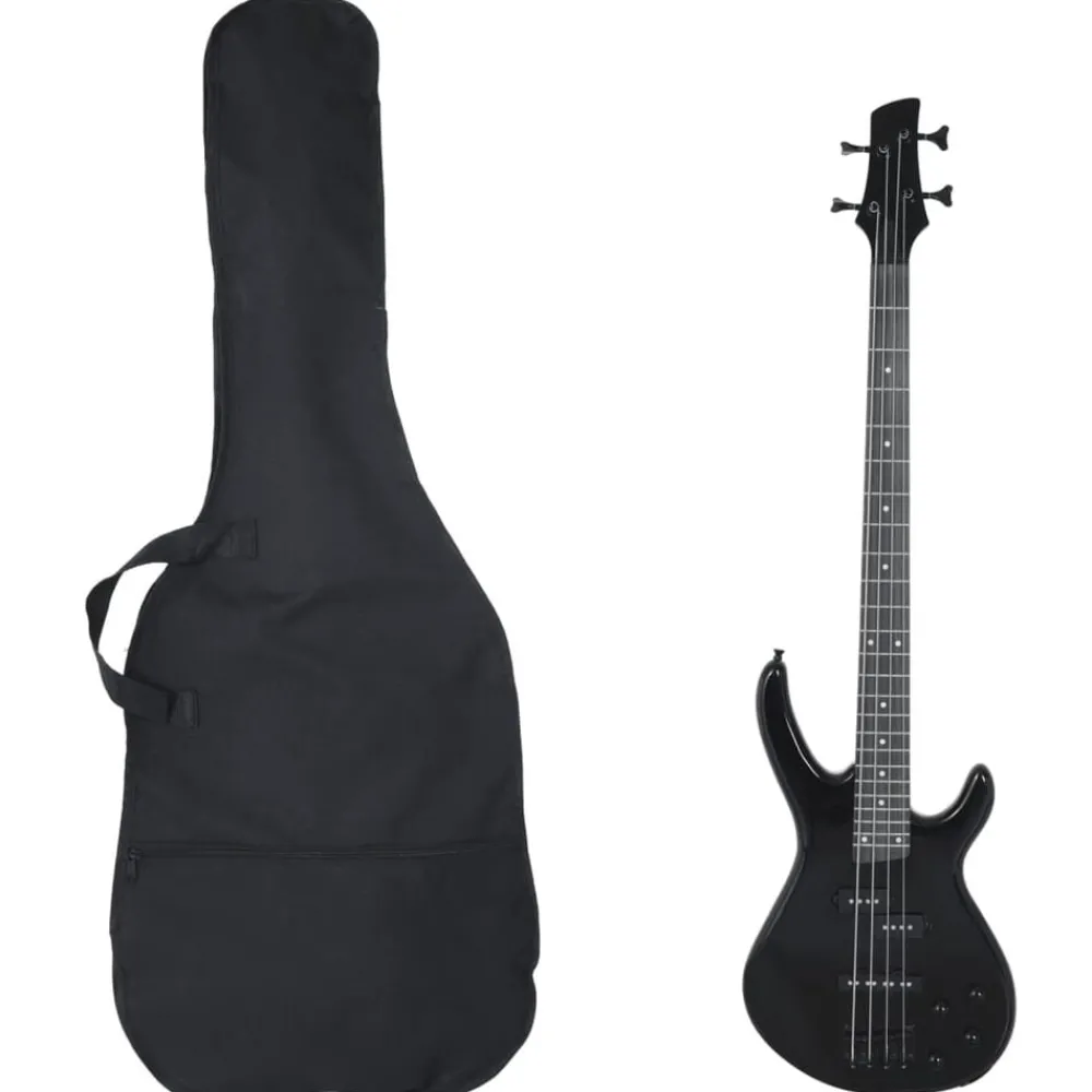 Kunst & Entertainment*vidaXL Basgitaar voor beginners elektrisch met tas 4/4 46" Zwart