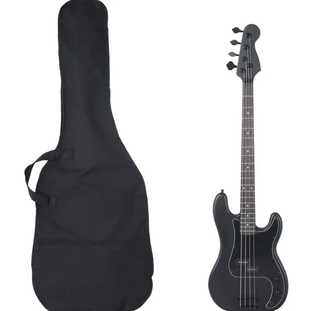 Kunst & Entertainment*vidaXL Basgitaar voor beginners elektrisch met tas 4/4 46" Zwart