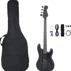 Kunst & Entertainment*vidaXL Basgitaar voor beginners elektrisch met tas 4/4 46" Zwart
