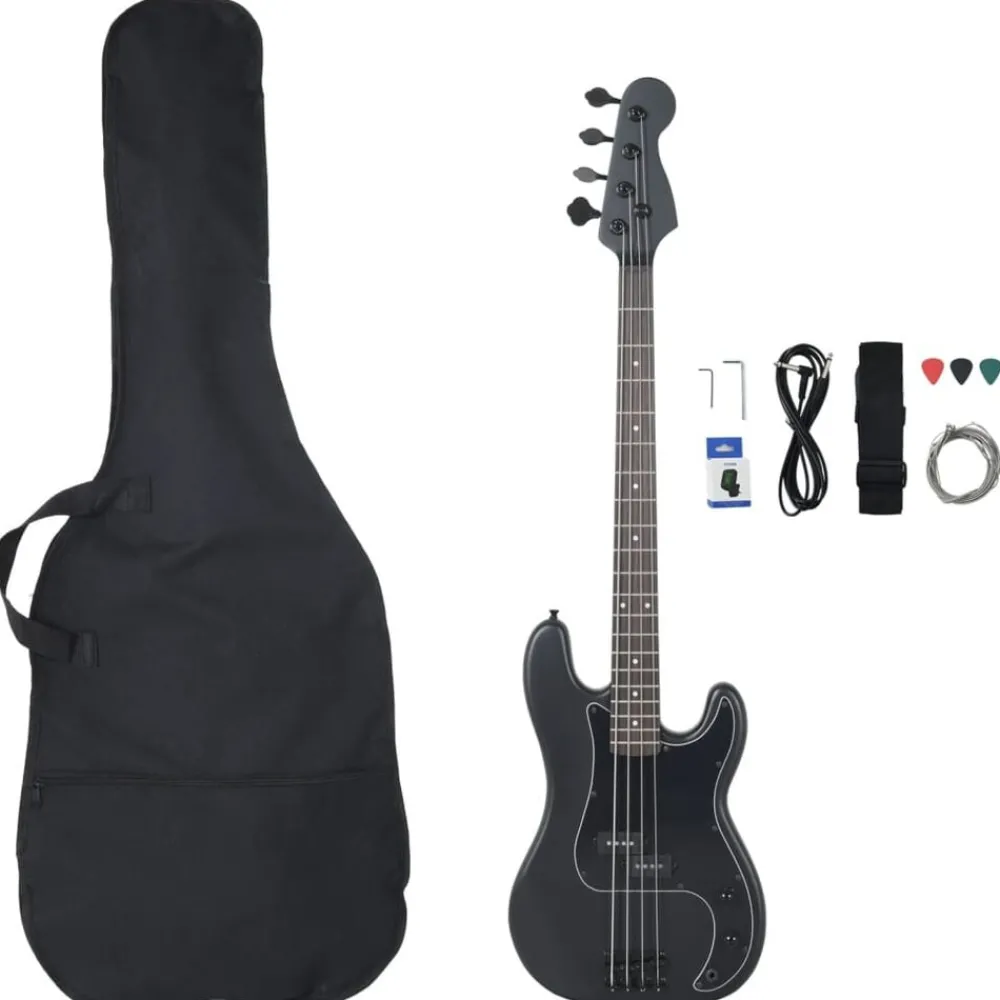 Kunst & Entertainment*vidaXL Basgitaar voor beginners elektrisch met tas 4/4 46" Zwart